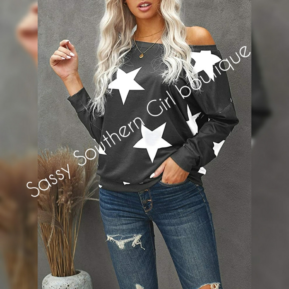 ⭐🆕Grey white star pullover
